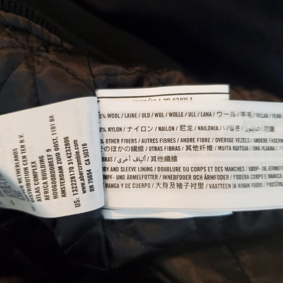 A&F | S | Italian fabric wool blend black bomber jacket - Picture 7 of 7